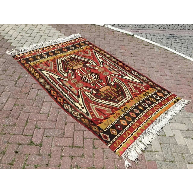 Traditional 1960s Vintage Turkish Handmade Kilim Rug - 55"x87" For Sale - Image 3 of 10