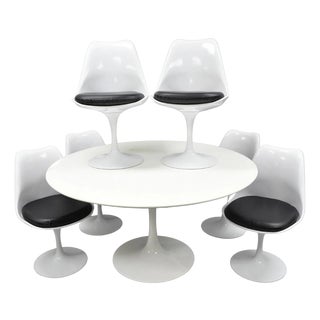 Starway Contemporary Modern Tulip Style Dining Set Table & 6 Chairs - 7 PCS For Sale