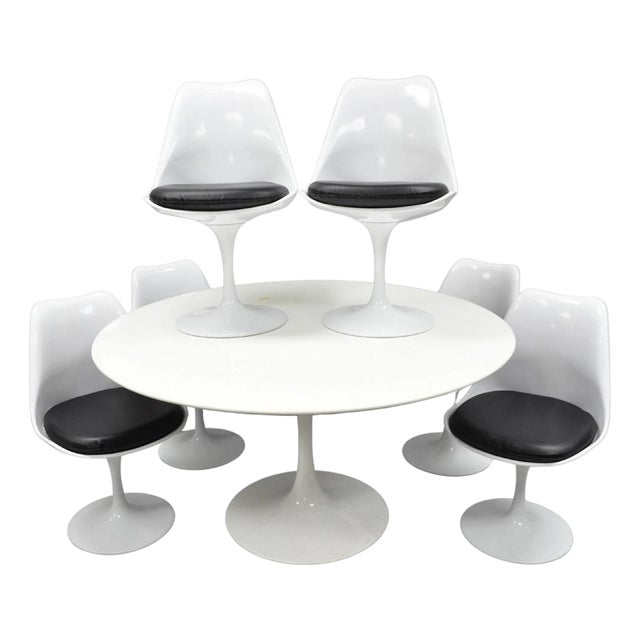Starway Contemporary Modern Tulip Style Dining Set Table & 6 Chairs - 7 PCS For Sale