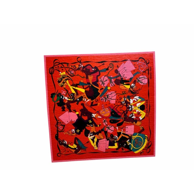 Authentic Original Vintage 1980's Hermès “Le Bal Masqué” Scarf Art Advertisement Print in Gold Faux Bamboo Frame For Sale - Image 10 of 10