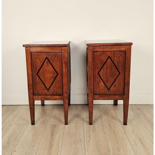 Wood Pair of Italian Small Commodes in Cherry For Sale - Image 7 of 8