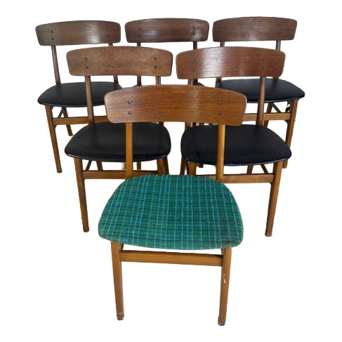 Vintage Teak Dining Chairs, Denmark, 1960s, Set of 6 For Sale