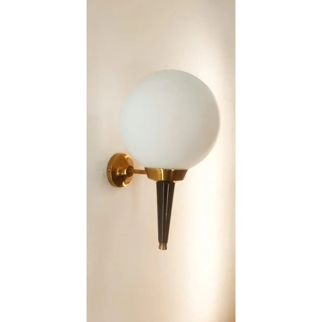 Gold and Black Wall Light with White Sphere from Stilnovo For Sale - Image 5 of 7