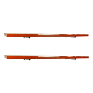 Red Brick Plastic and Chrome-Plated Metal Shelves from Elco, 1980s, Set of 2 For Sale