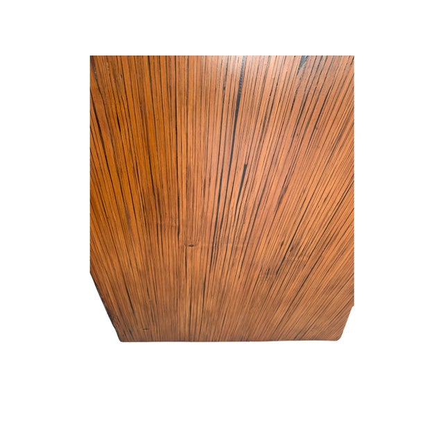 Wood Late 20th Century Diamond Front Crushed Bamboo Dresser/ Chest With Rattan Wrapped Legs For Sale - Image 7 of 10