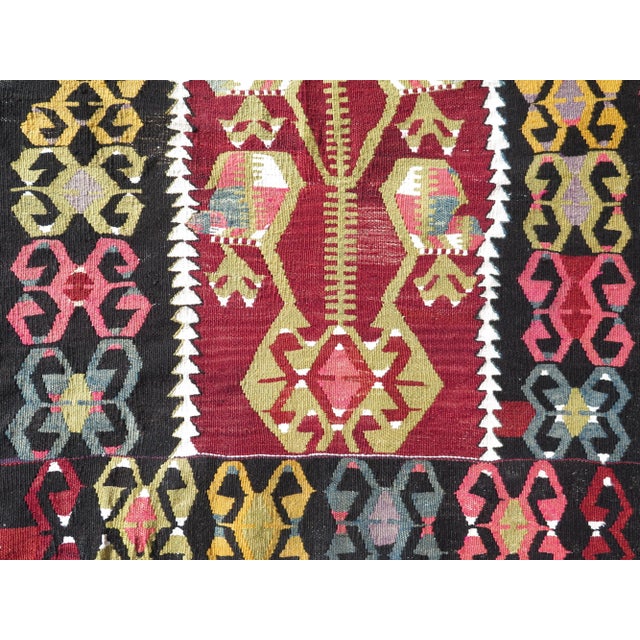 Mid 20th Century Small Floral Style Boho Turkish Handmade Kilim Area Rug For Sale - Image 10 of 11