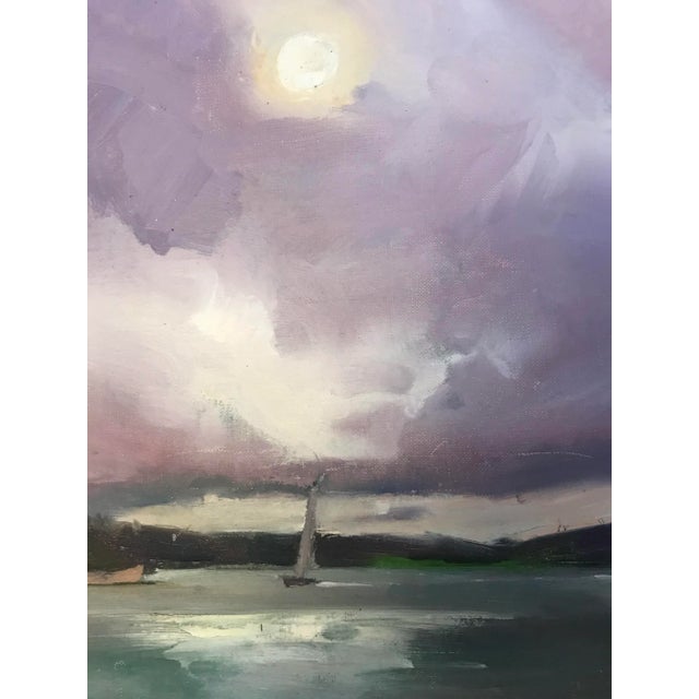 Realism Sailing Under Purple Skies Original Oil Painting by David Beynon Pena For Sale - Image 3 of 6