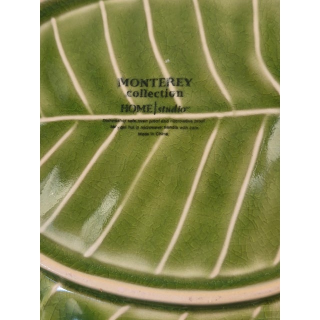 Late 20th Century Monterey Green Tropical Monstera Leaf Shaped Serving Plates - Set of 3 For Sale - Image 6 of 9