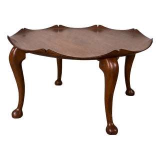 Mid-Century Sculptural Teak Lotus Coffee Table with Scalloped Edge and Cabriole Legs, 1970s For Sale