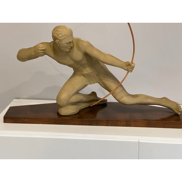 Large Art Deco sculpture from the 1930s depicting an archer drawing a bow, attributed to the Italian sculptor Salvatore...