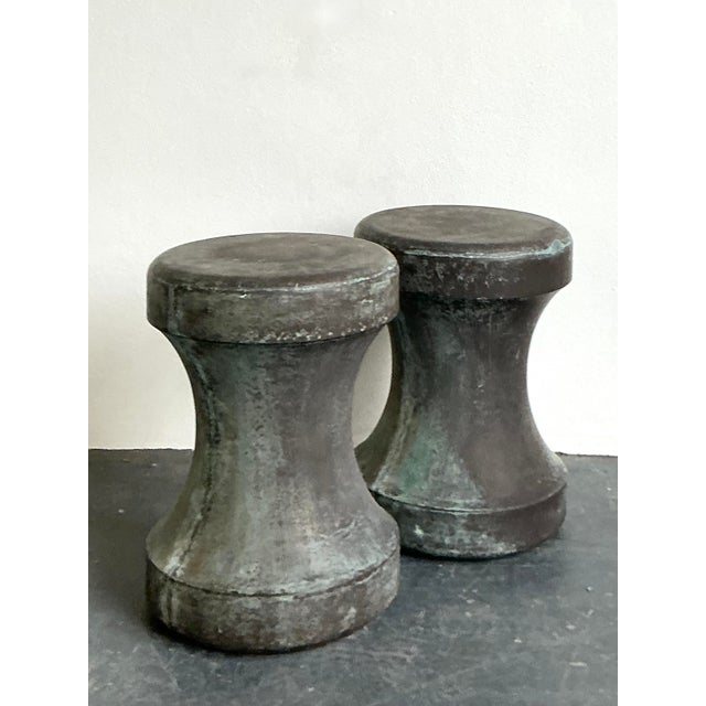 Made Goods Vintage Boho Made Goods “Freda” Concrete Over Fiberglass Low Stools - A Pair For Sale - Image 4 of 12