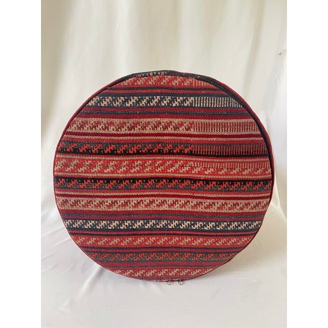Vintage Hand Woven Kilim Upholstered Ottoman Pouf For Sale - Image 9 of 13