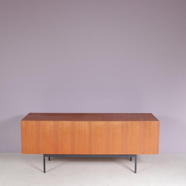Mid-Century Modern Vintage German Teak Sideboard on Black Metal Base by Dieter Wäckerling for Behr, 1950s For Sale - Image 3 of 13