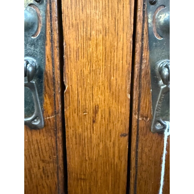 Black Antique Arts & Crafts Oak Sideboard With Hand-Painted Floral Tile Panel, C. 1900 For Sale - Image 8 of 17