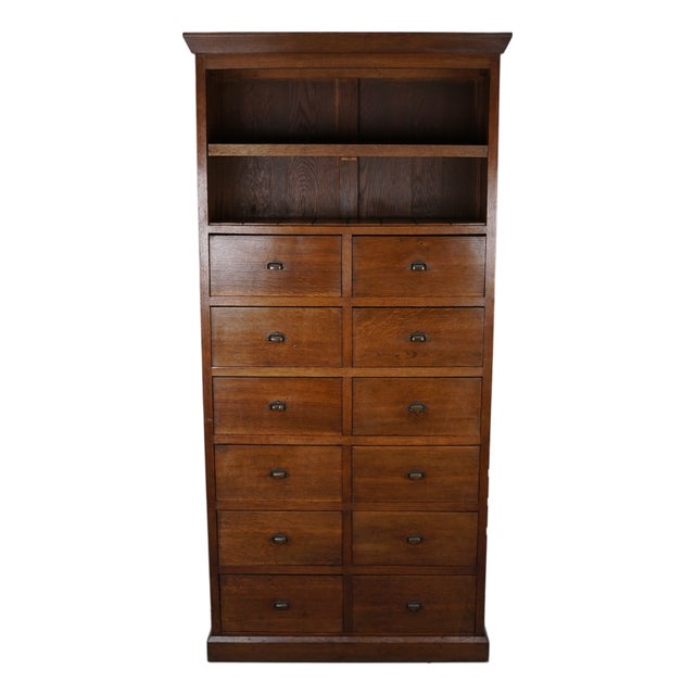 Antique French Oak Filing Cabinet, 1920s For Sale