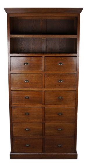 Antique French Oak Filing Cabinet, 1920s