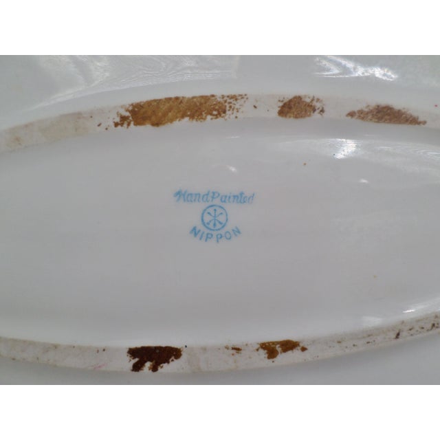 White Vintage 1920s Nippon Porcelain Petite Serving Tray W/ Dessert Plates - 7 Piece Set For Sale - Image 8 of 9