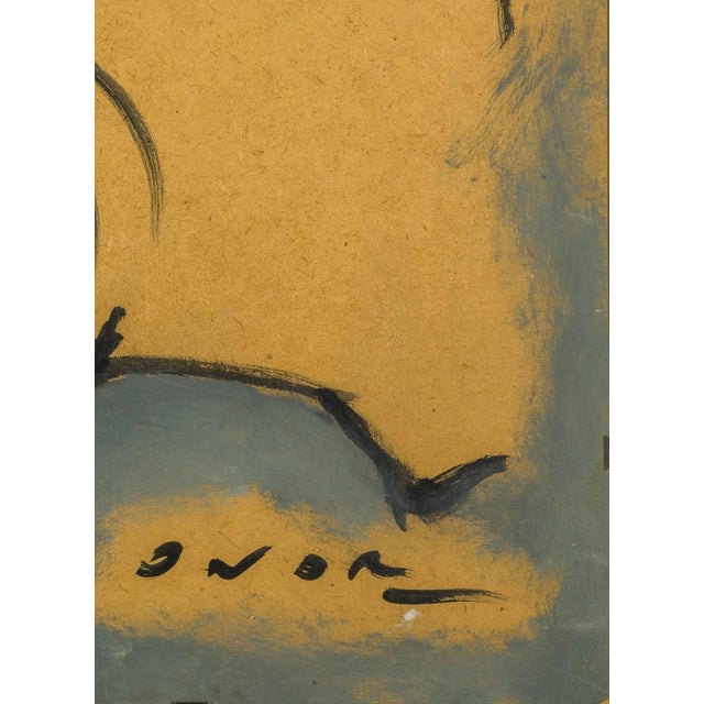 Mid-Century George Grosz Follower Tempera Portrait, Framed For Sale - Image 6 of 12