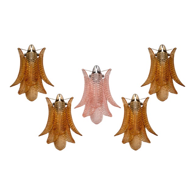 Murano Wall Sconce Crystal Felci - Set of 5 For Sale