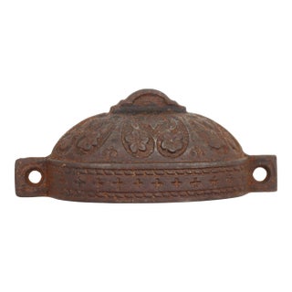 Antique 3.875 In. Black Cast Iron Victorian Bin Pull For Sale