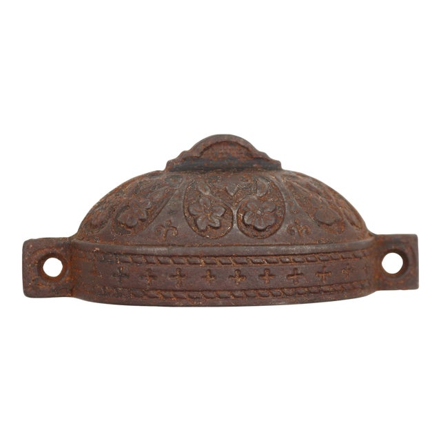 Antique 3.875 In. Black Cast Iron Victorian Bin Pull For Sale