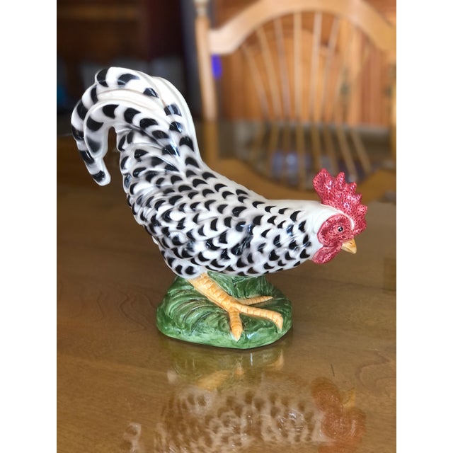 1990s Vintage 1992 Fitz & Floyd Black Speckled Roosters- Set of 2 For Sale - Image 5 of 7