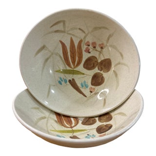 Vintage Mid-Century Red Wing Pottery "Random Harvest" Bowls - Set of 2 For Sale