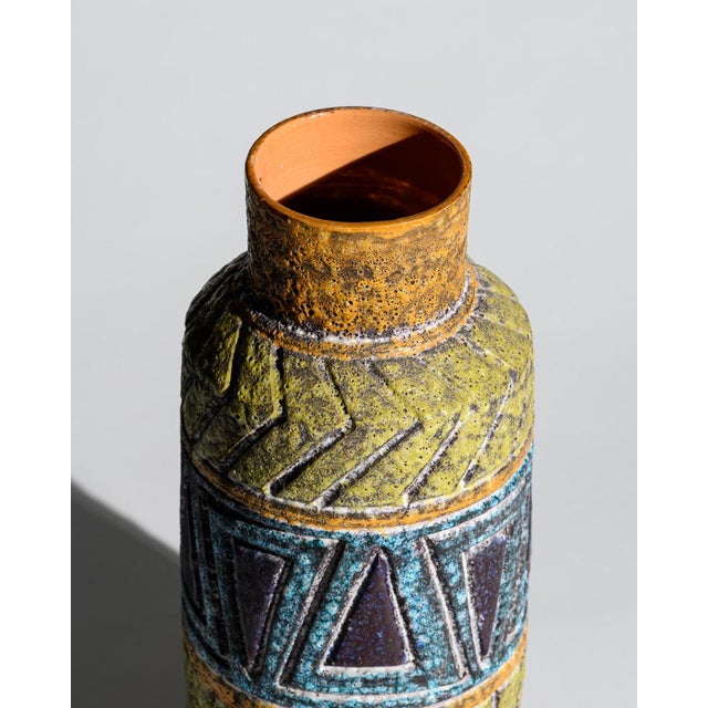 Vintage Geometric Floor Vase in Lava Glaze, 1960s For Sale - Image 4 of 7