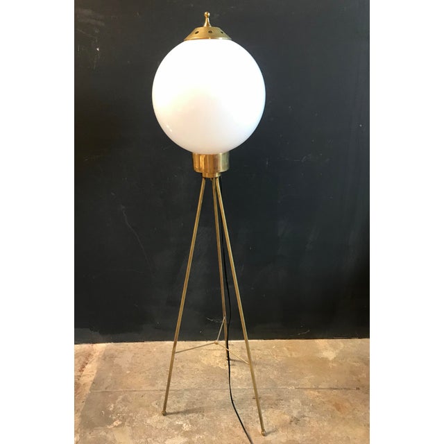 1950s Italian Brass And Milk Glass Shape Tripod Floor Lamp Chairish