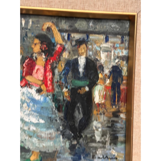 Dancing Couple in Lively Setting, 1950s, Oil on Canvas, Framed For Sale - Image 6 of 18