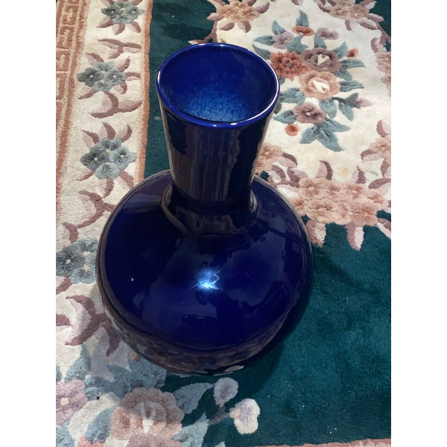 Ceramic Chinese Cobalt Blue Monochrome Porcelain Vase. For Sale - Image 7 of 12