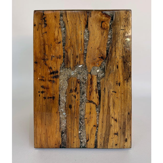 Vintage Side Drinks Table in Wood Embellished With Mixed Elements For Sale - Image 4 of 6