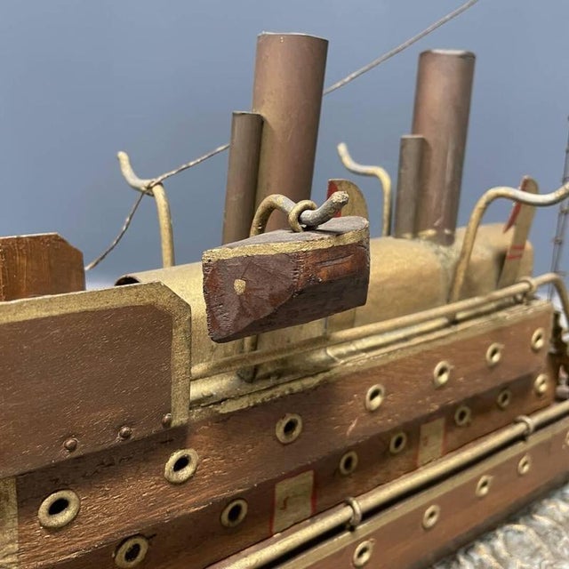 Wood Large Folk Art Steam Ship, 1920s For Sale - Image 7 of 18