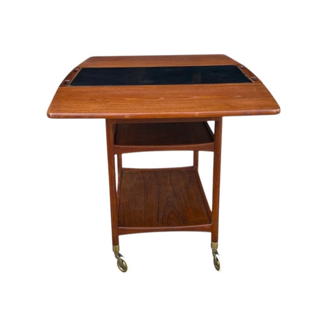 Burnt Umber 1960s Scandinavian Danish Modern Bar Cart by Ludvig Pontoppidan For Sale - Image 8 of 15