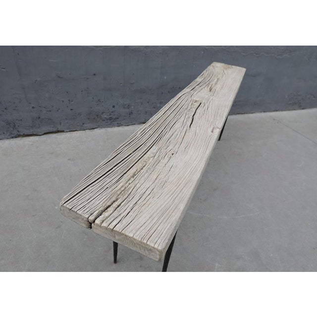 Farmhouse Vintage Elmwood Console Table With Metal Legs For Sale - Image 3 of 3