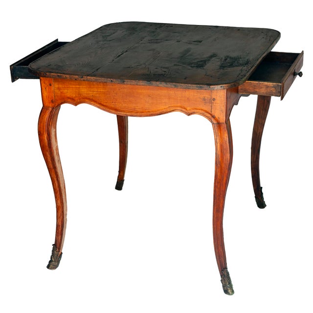 Queen Anne Antique Wood Side Table W/ 2 Drawers For Sale - Image 3 of 11