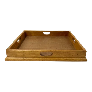 Vintage Large Square Handled Wood Tray