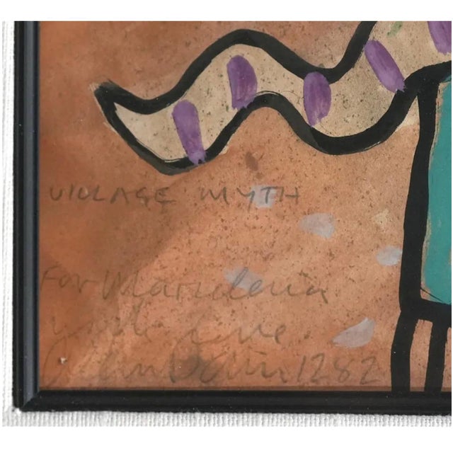 Alan Davie, Vibrant Alan Davie Scottish Colorful Surrealist British Pop Art Village Painting, 1982 For Sale - Image 11 of 14