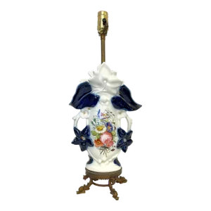 Late 19th Century Old Paris Hand Painted Porcelain Vase Converted to Lamp With Brass Fittings