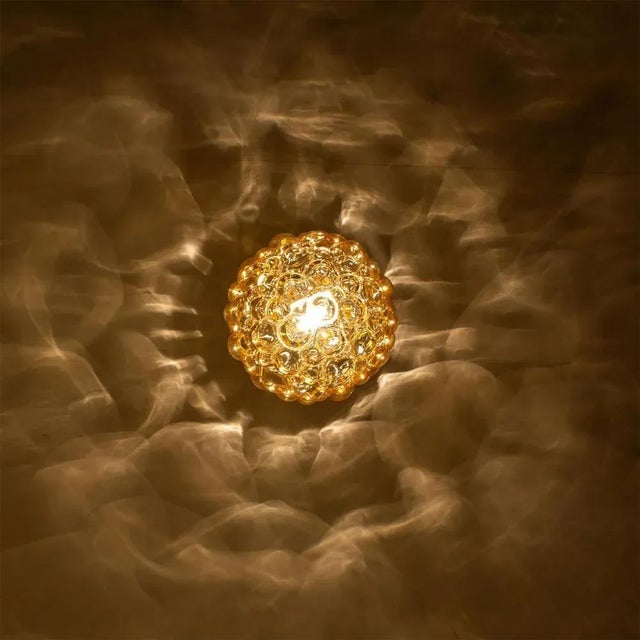 Vintage German Bubbled Glass and Brass Pendant by Helena Tynell, 1970 For Sale - Image 6 of 15