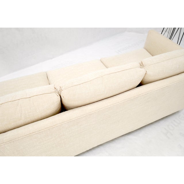 Custom Design Mid-Century Modern Beige Upholstery Box Shape Sofa Mint! For Sale - Image 17 of 18
