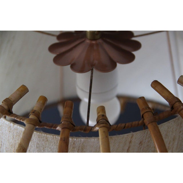 Beige Vintage Rattan Pendant Light in Hand-Woven Wicker by Louis Sognot, 1950s For Sale - Image 8 of 17