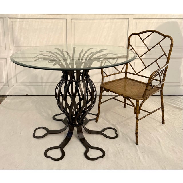 1950's Attributed to Mario Papperzini for Salterini Wrought Iron Patio Table, New Powder Coat For Sale - Image 12 of 12