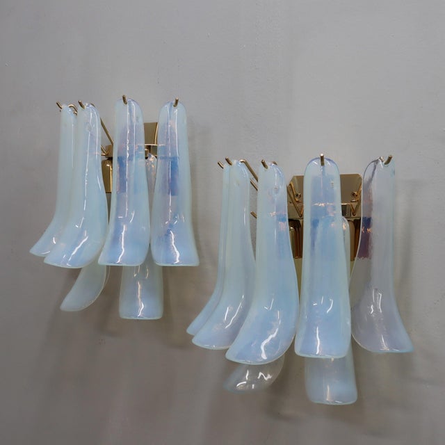 Gilt and Opaline Murano Glass Petal Wall Sconces from La Murrina, 1980s, Set of 2 For Sale - Image 13 of 13