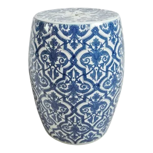Blue & White Paris Ceramic Stool