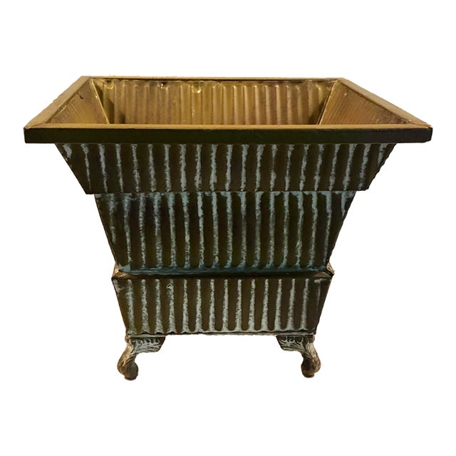 Vintage Art Deco Style Footed Metal Planter For Sale