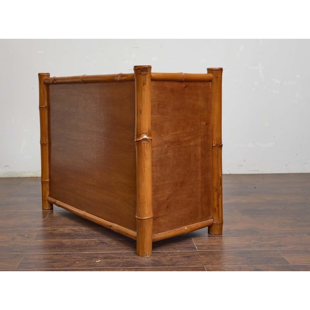 Midcentury Bamboo and Mahogany Chest of Drawers With Campaign-Style Brass Pulls For Sale - Image 10 of 12