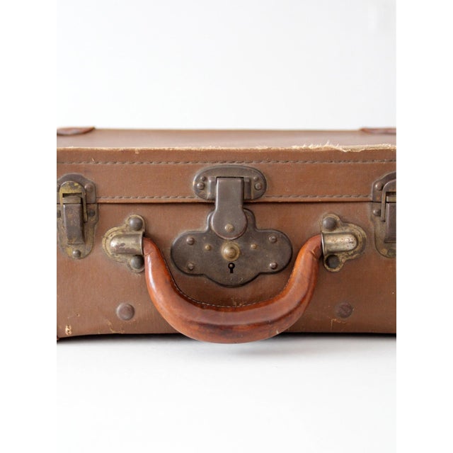 Vintage Miniature Leather Suitcase Travel Case For Sale - Image 11 of 15