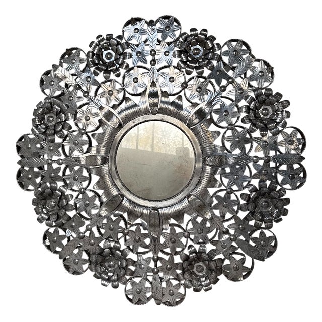 Vintage Mexican Metal Mirror, 1960s For Sale