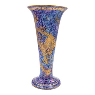 1920s Wedgwood Fairyland Lustre Trumpet Vase, Celestial Dragon Z4829 For Sale